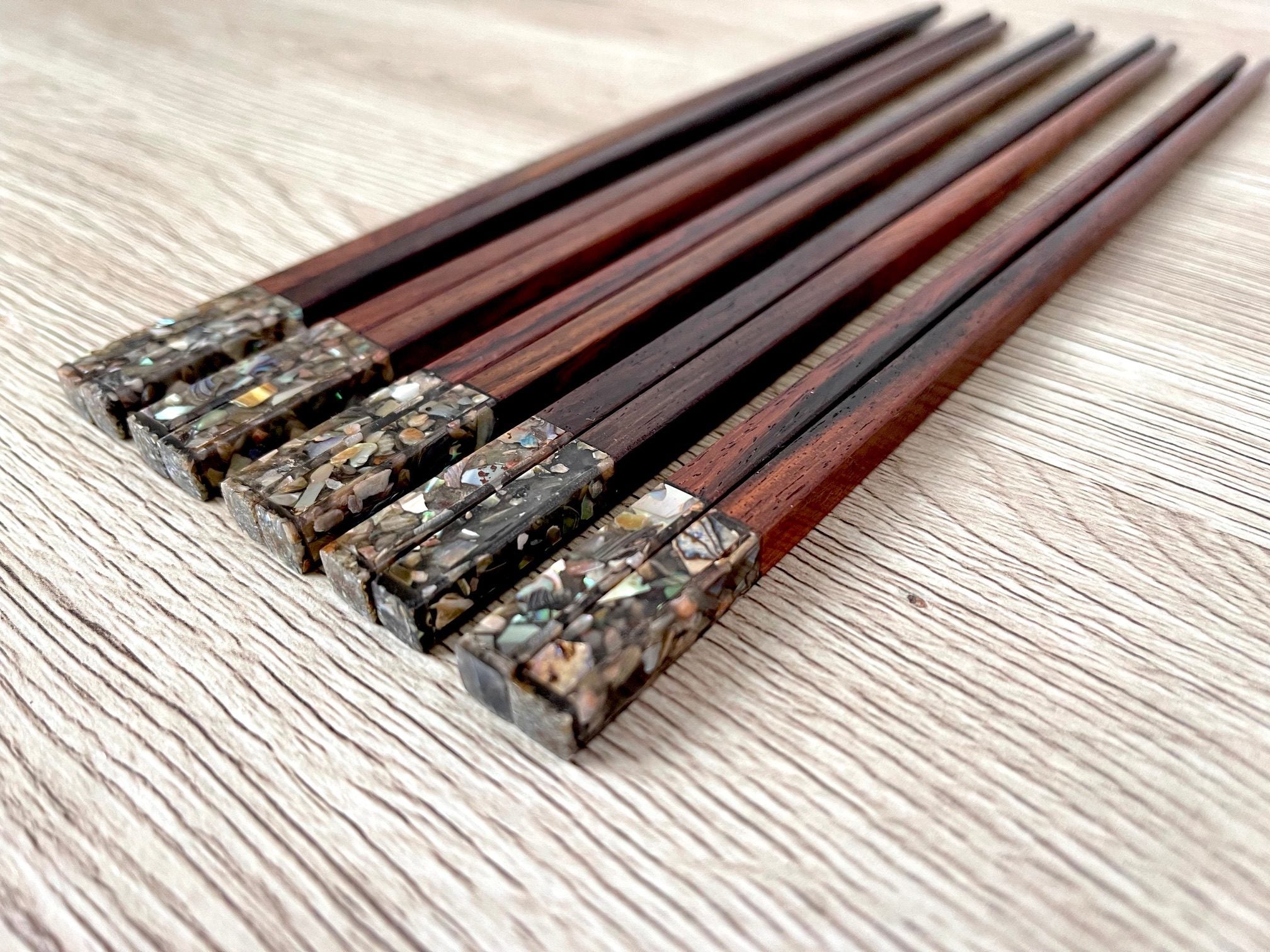 Paua Shell Walnut Chopsticks - Set of 5 pairs