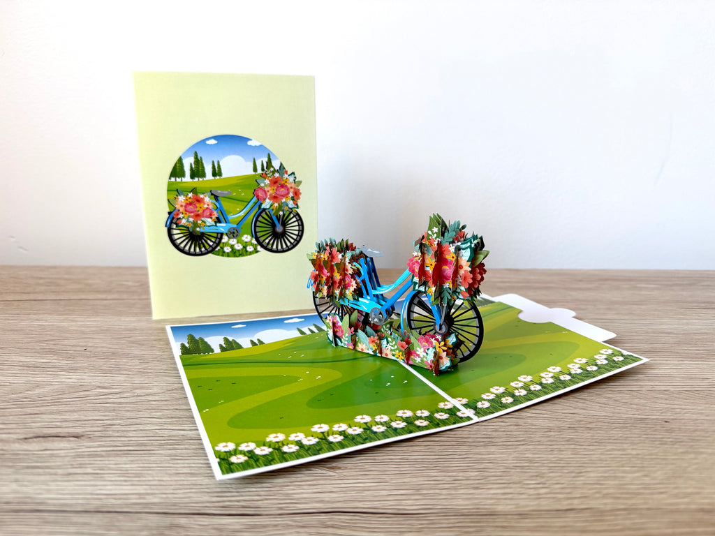 3D Pop Up Card Flower Bicycle