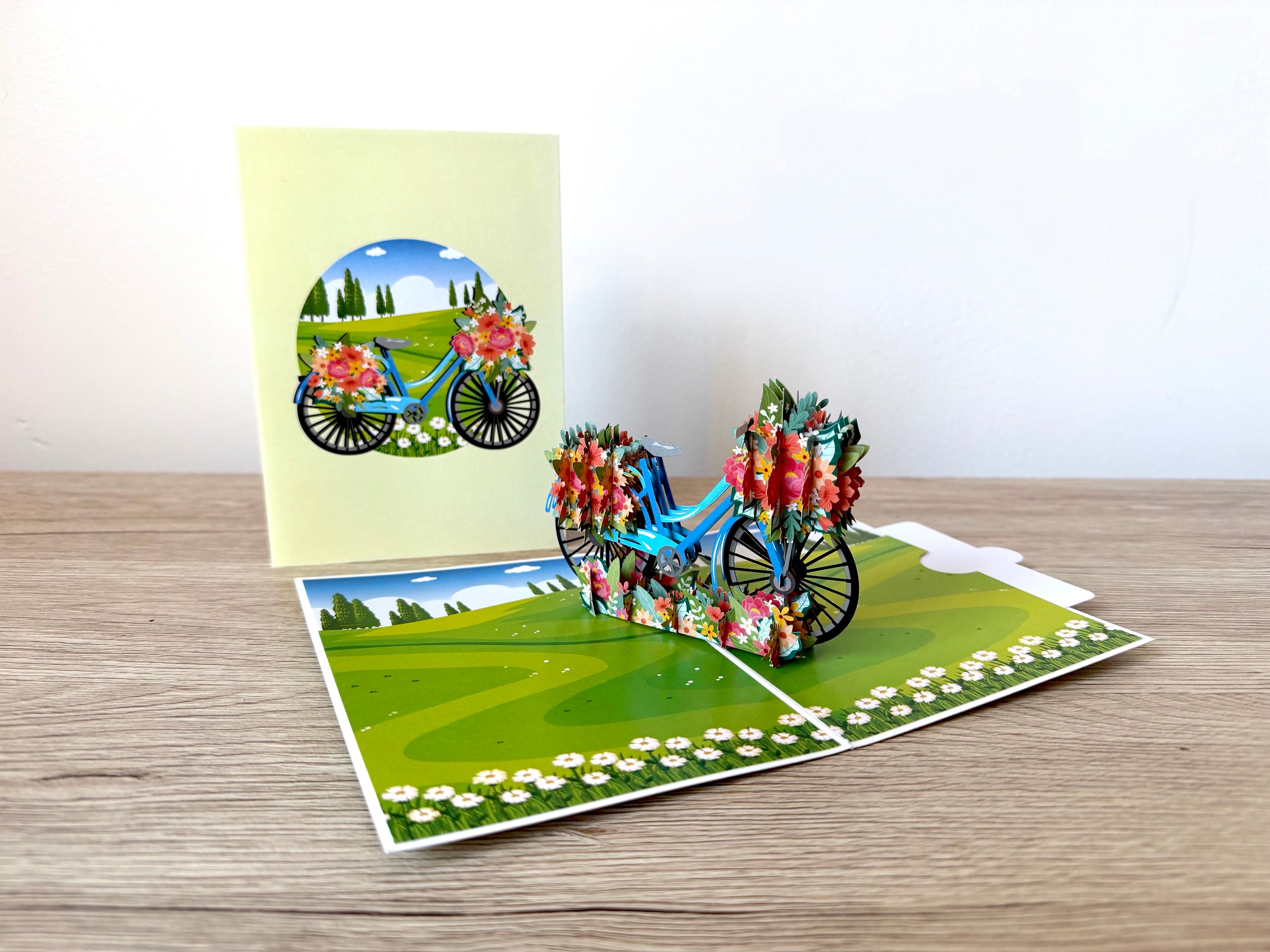 3D Pop Up Card Flower Bicycle