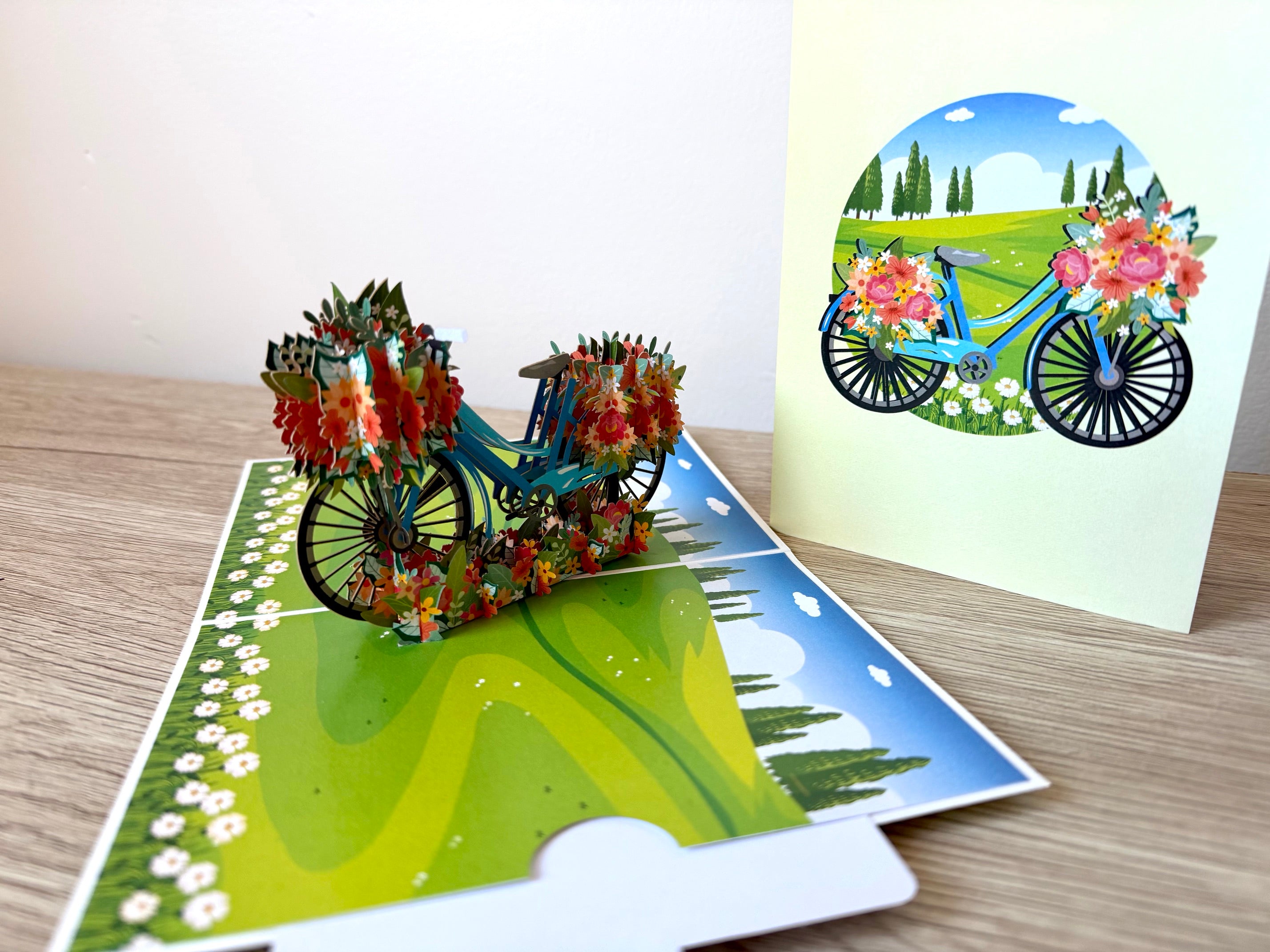 3D Pop Up Card Flower Bicycle