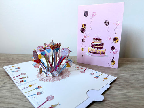 3D Pop Up Card Happy Birthday Pink