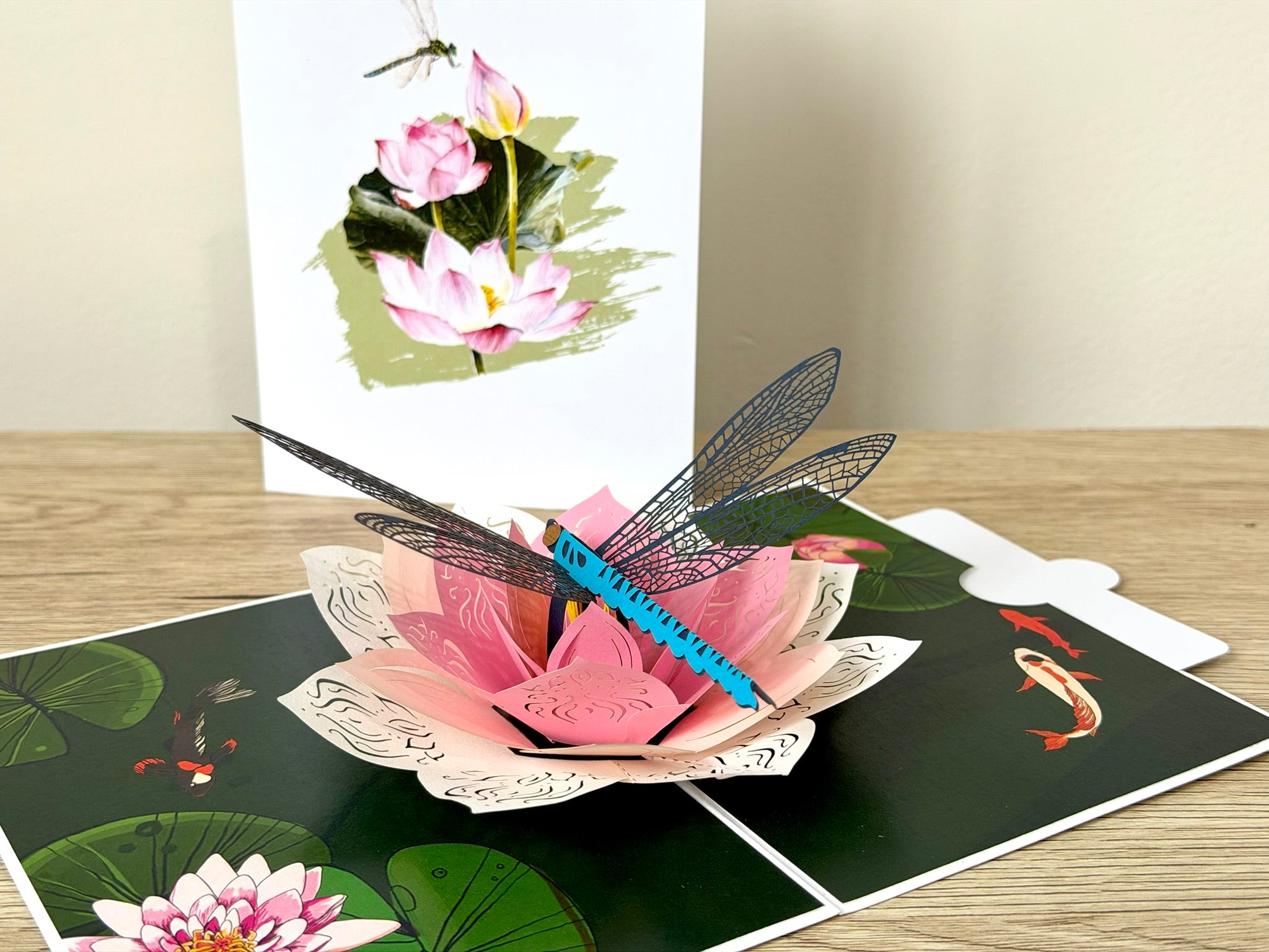 3D Pop Up Card - Dragonfly on Lotus
