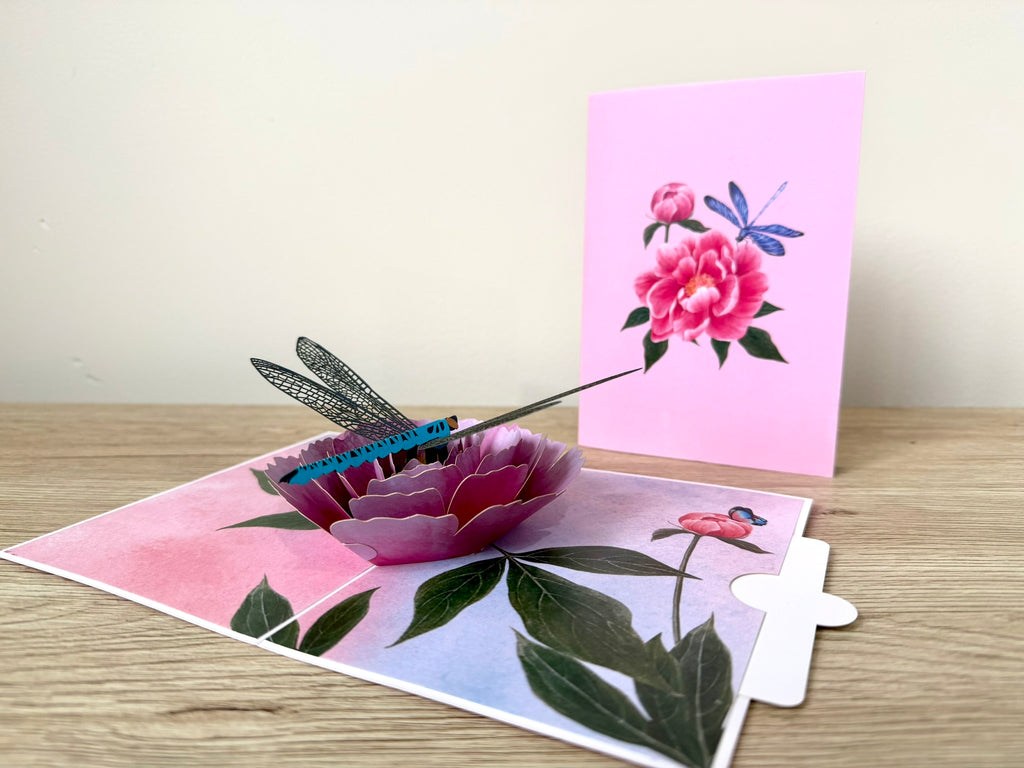 3D Pop Up Card - Dragonfly on Flower