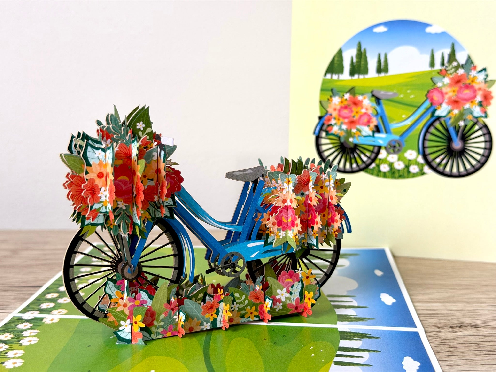 3D Pop Up Card - Flower Bicycle