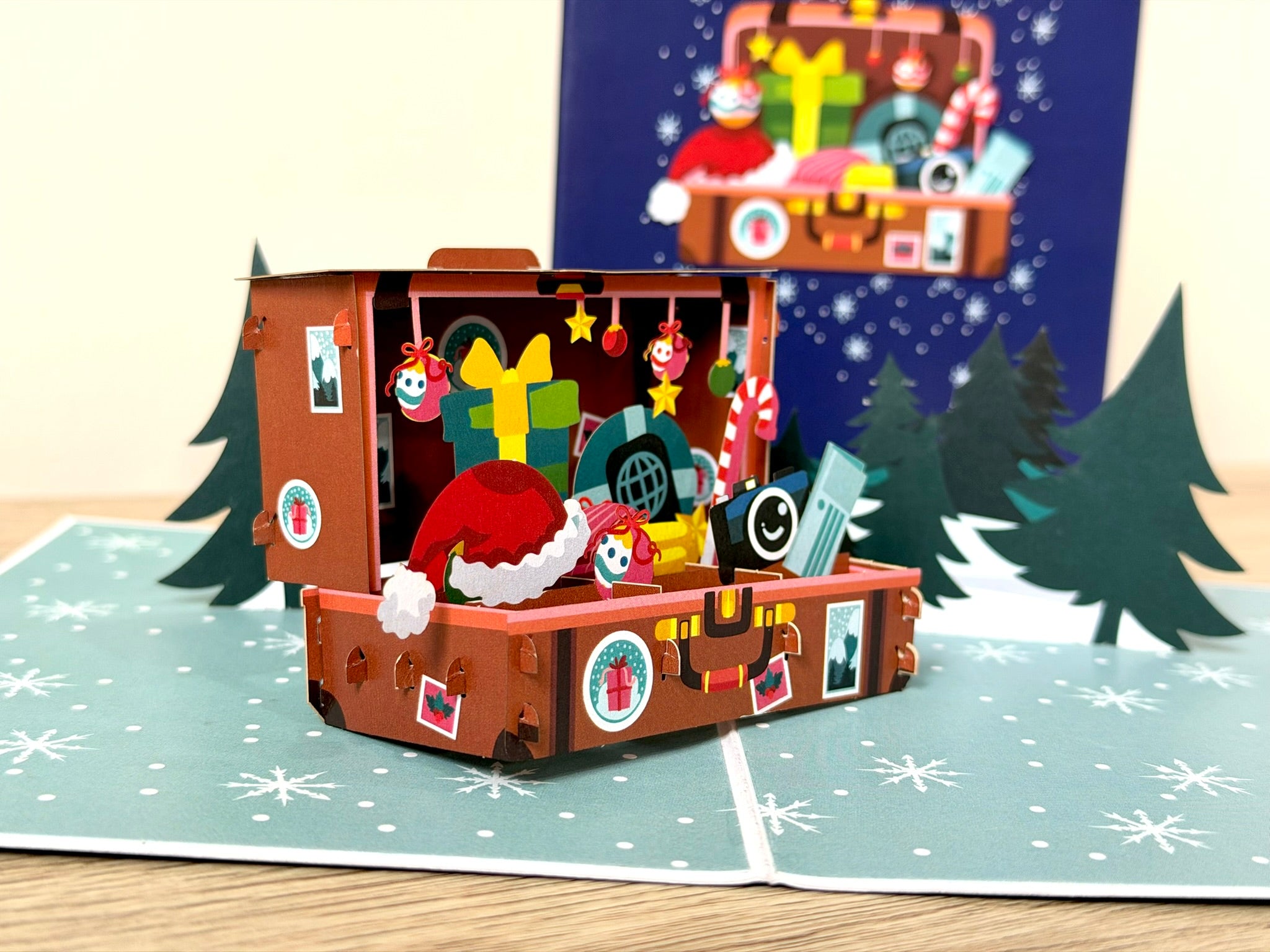 3D Pop Up Card - Christmas Suitcase