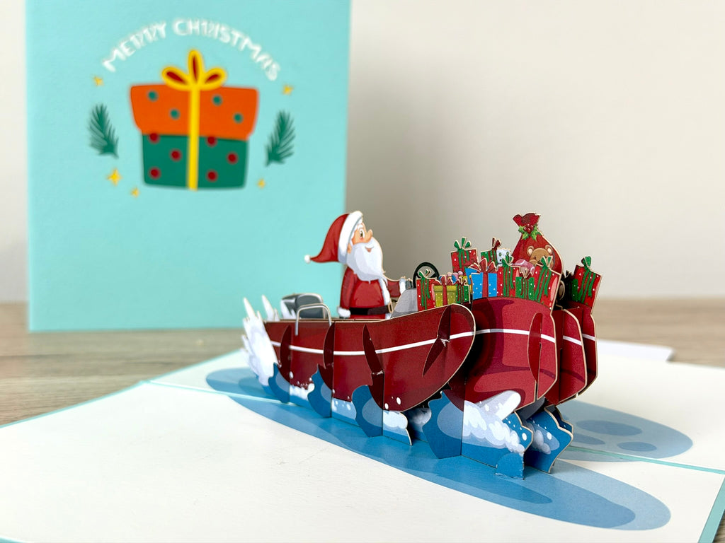 3D Pop Up Card - Christmas Santa on Jetboat