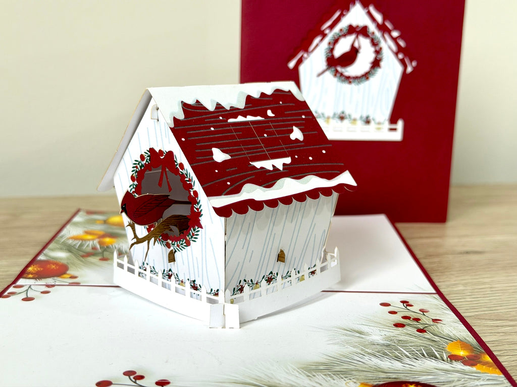 3D Pop Up Card - Christmas Bird House