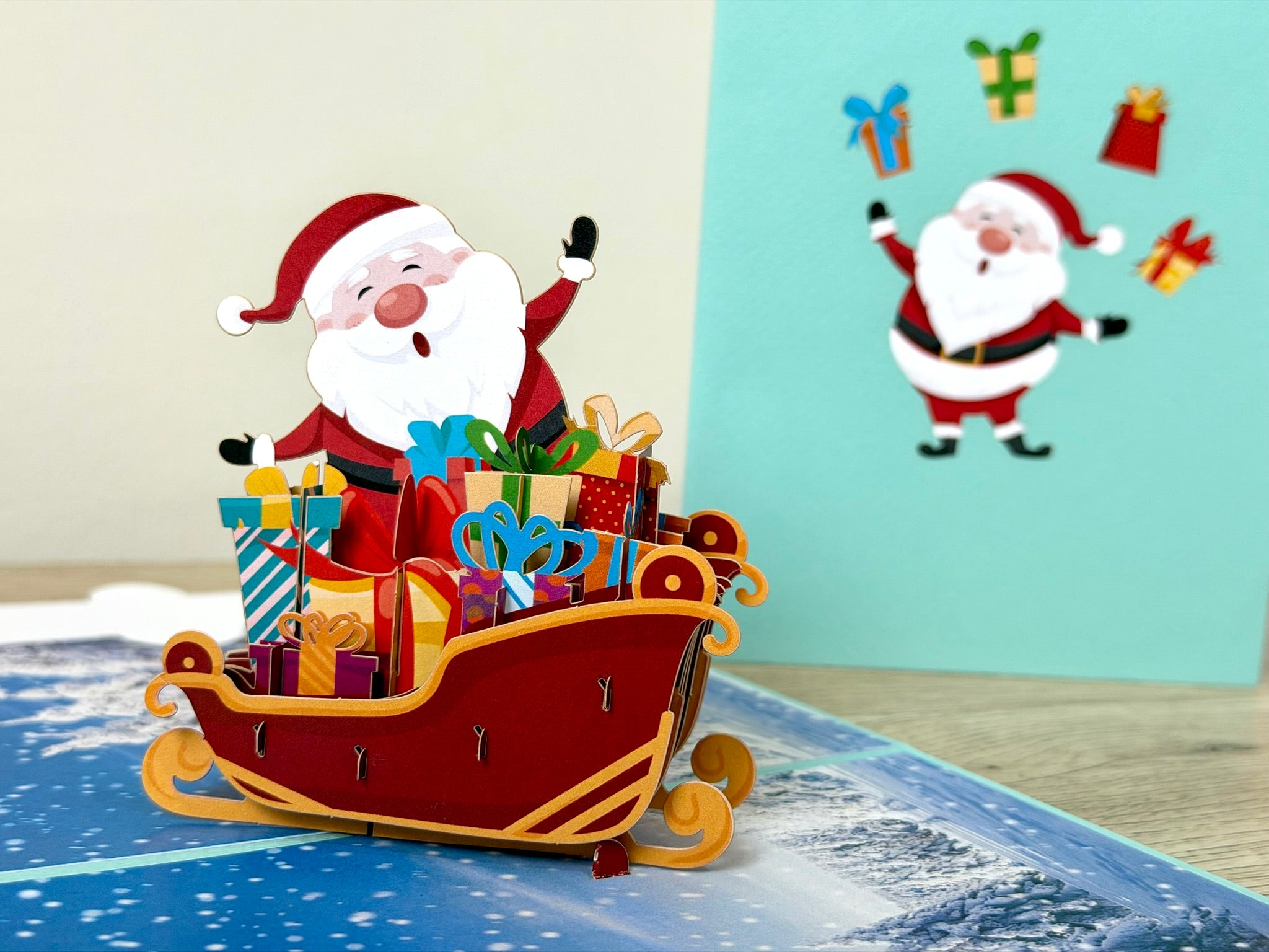3D Pop Up Card - Christmas Santa Sledding