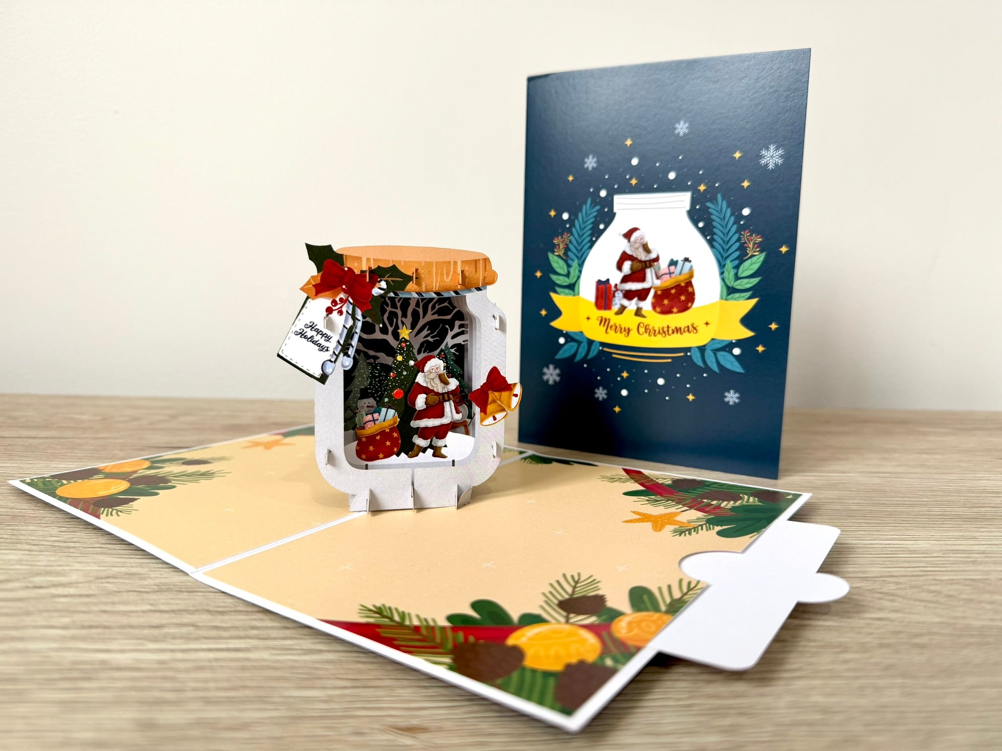 3d Pop Up Card - Christmas Santa in a Jar