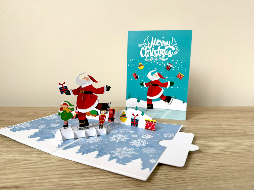 3D Pop Up Card - Christmas Santa Skating