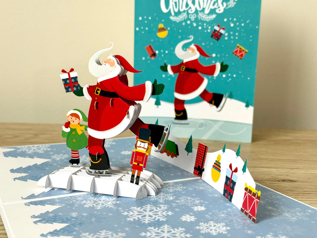 3D Pop Up Card - Christmas Santa Skating