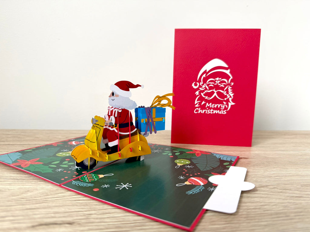 3D Pop Up Card - Christmas Santa on Vespa