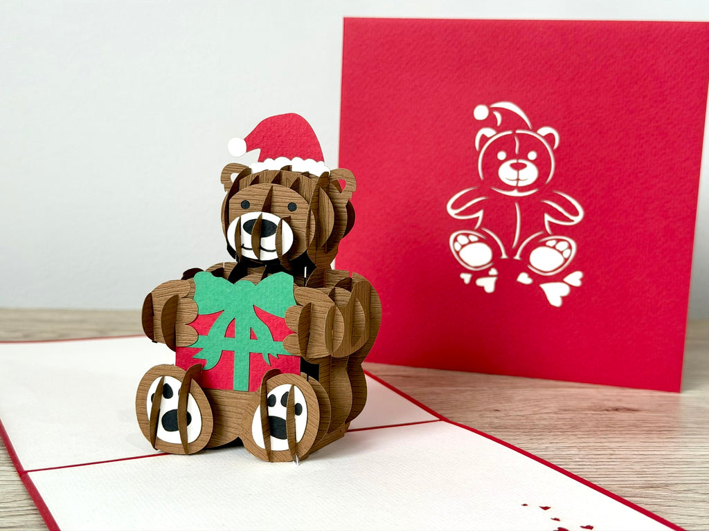 3D Pop Up Card - Christmas Teddy Bear