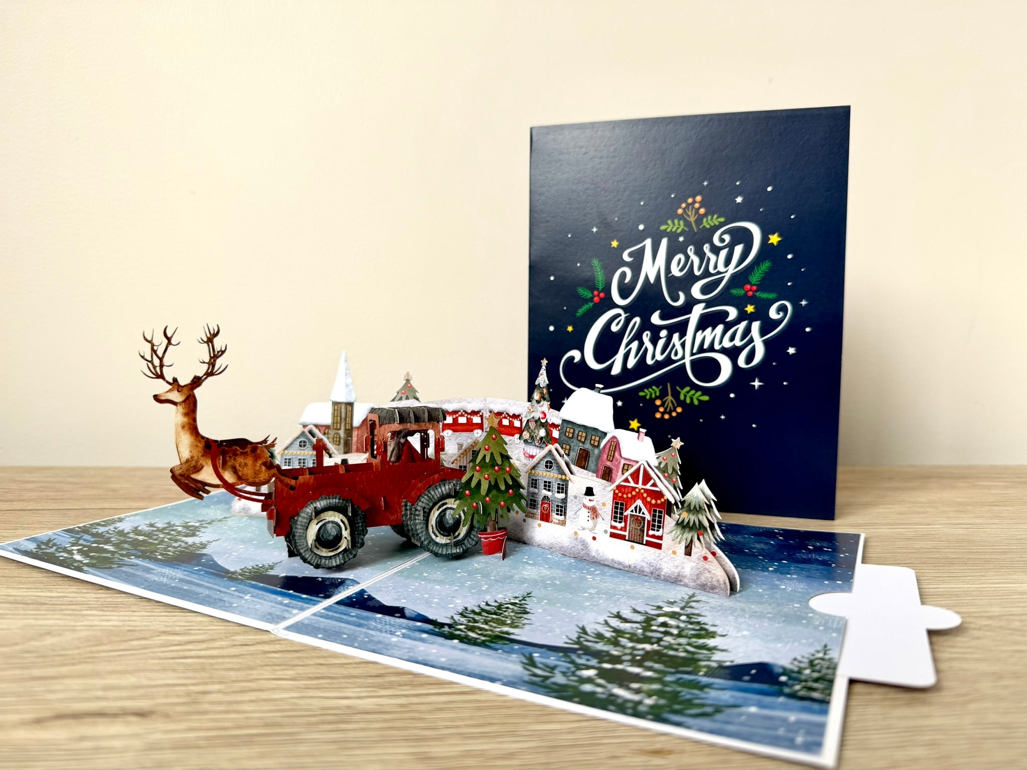 3D Pop Up card - Christmas Santa in Tractor
