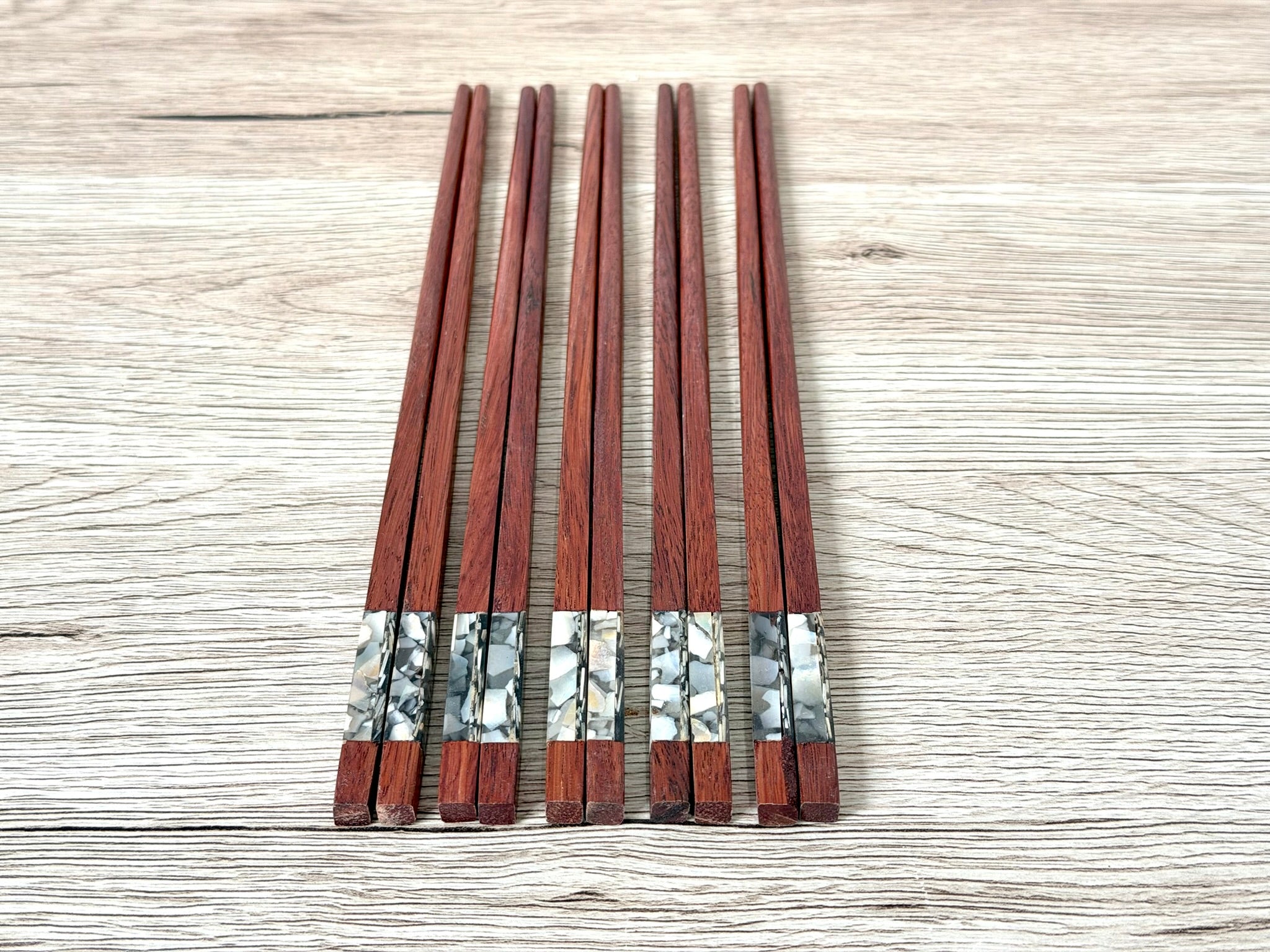Wooden Chopsticks - Square Seashell Mahogany 5 pairs