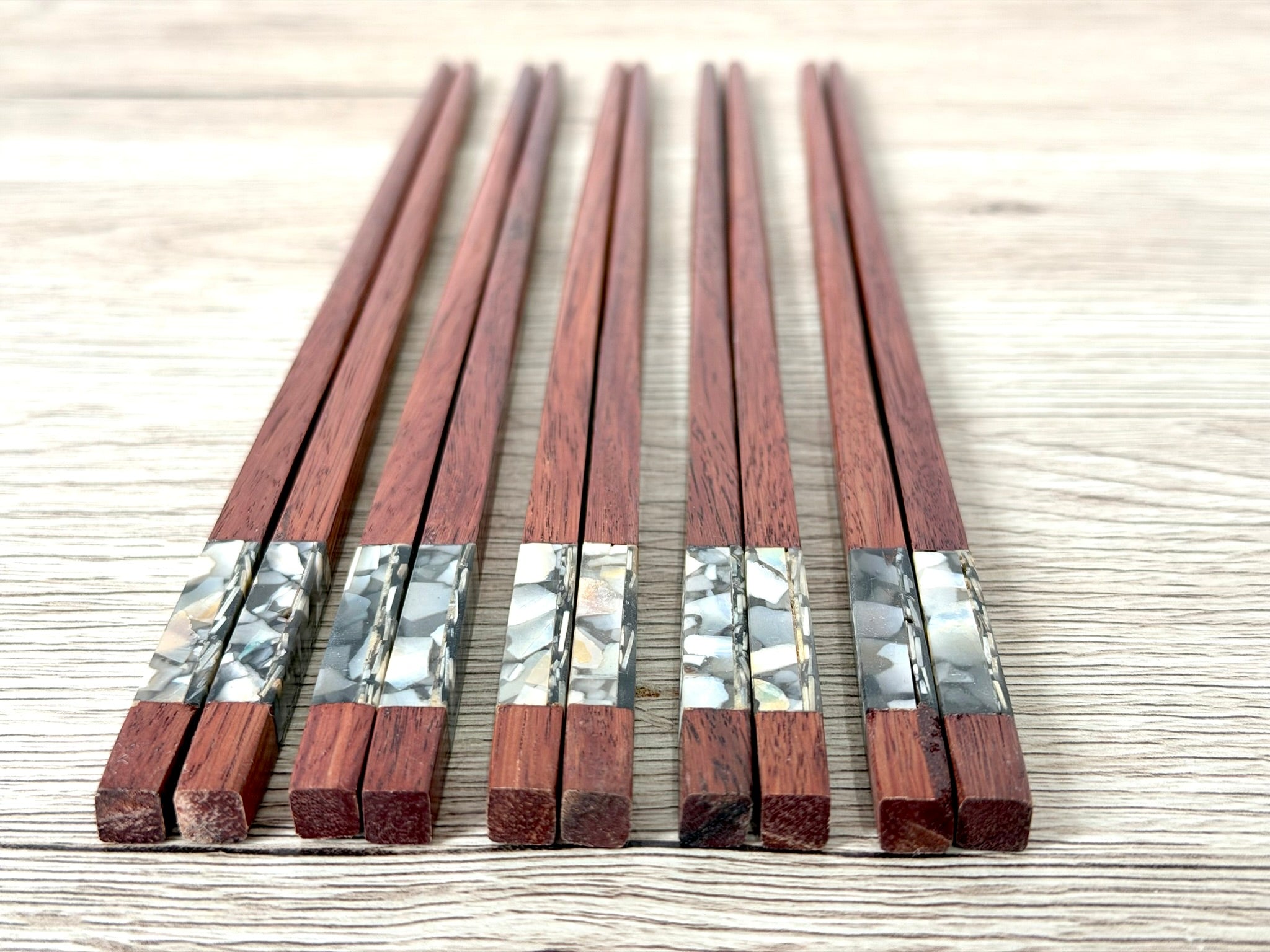 Wooden Chopsticks - Square Seashell Mahogany 5 pairs