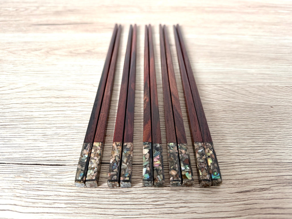 Wooden Chopsticks - Paua Shell Rosewood 5 pairs