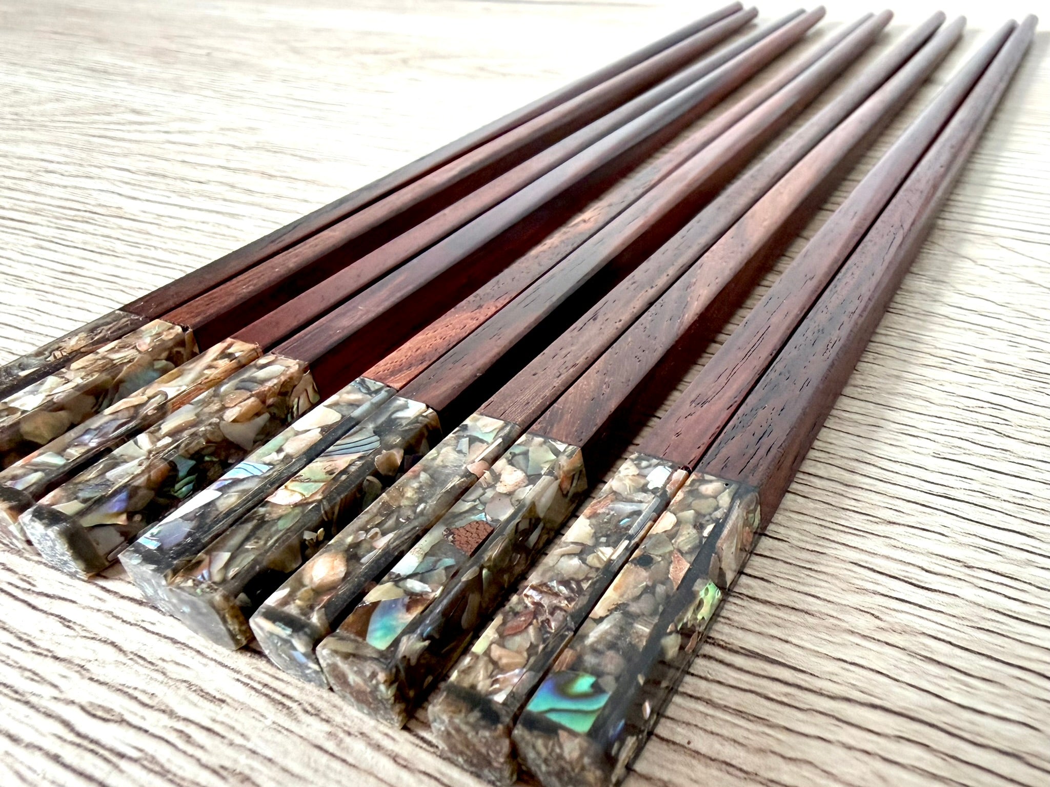 Wooden Chopsticks - Paua Shell Rosewood 5 pairs