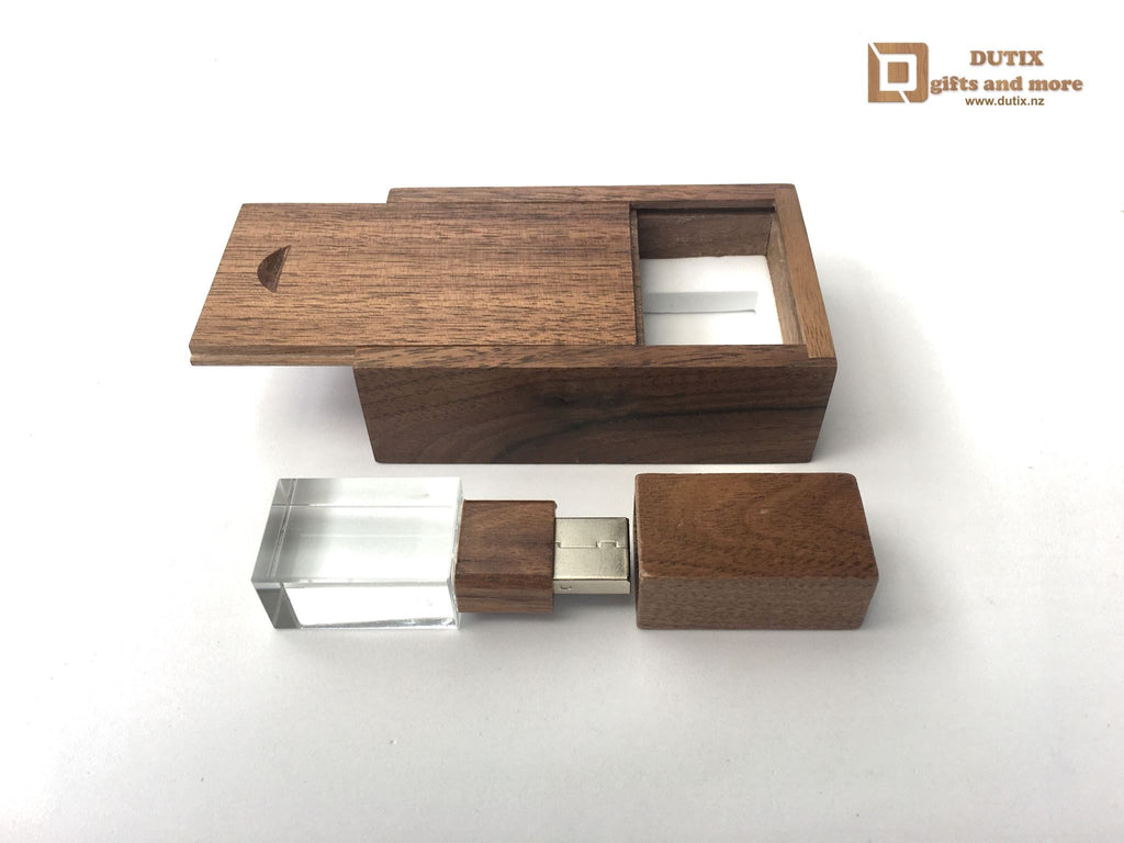 Wooden "Walnut"-Crystal 64gb USB DRIVE in Wooden Case