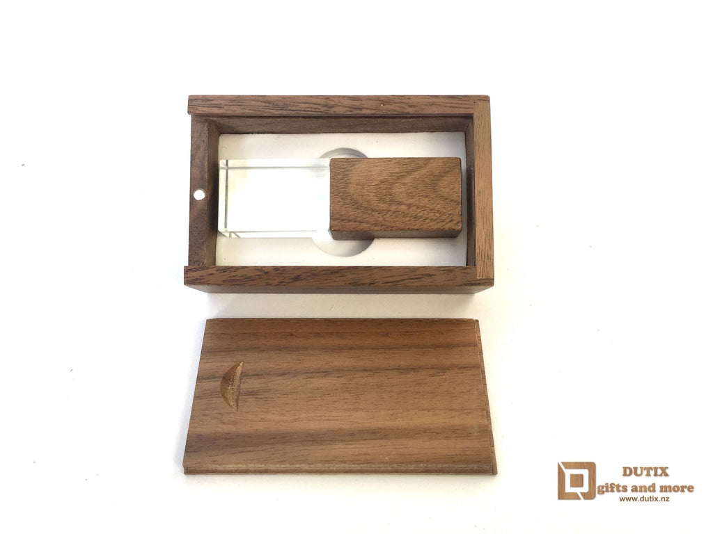 Wooden "Walnut"-Crystal 64gb USB DRIVE in Wooden Case